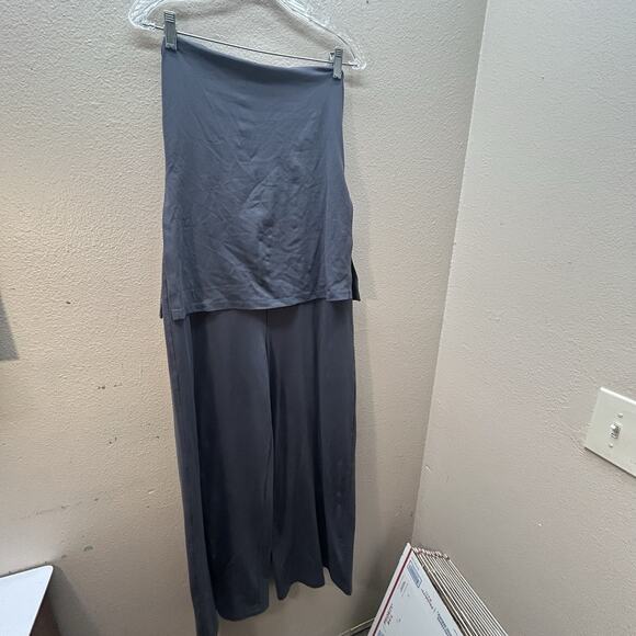 Susana Monaco Wide Leg Jumpsuit Women's Large Gray Strapless Quiet Luxury - Picture 1 of 7